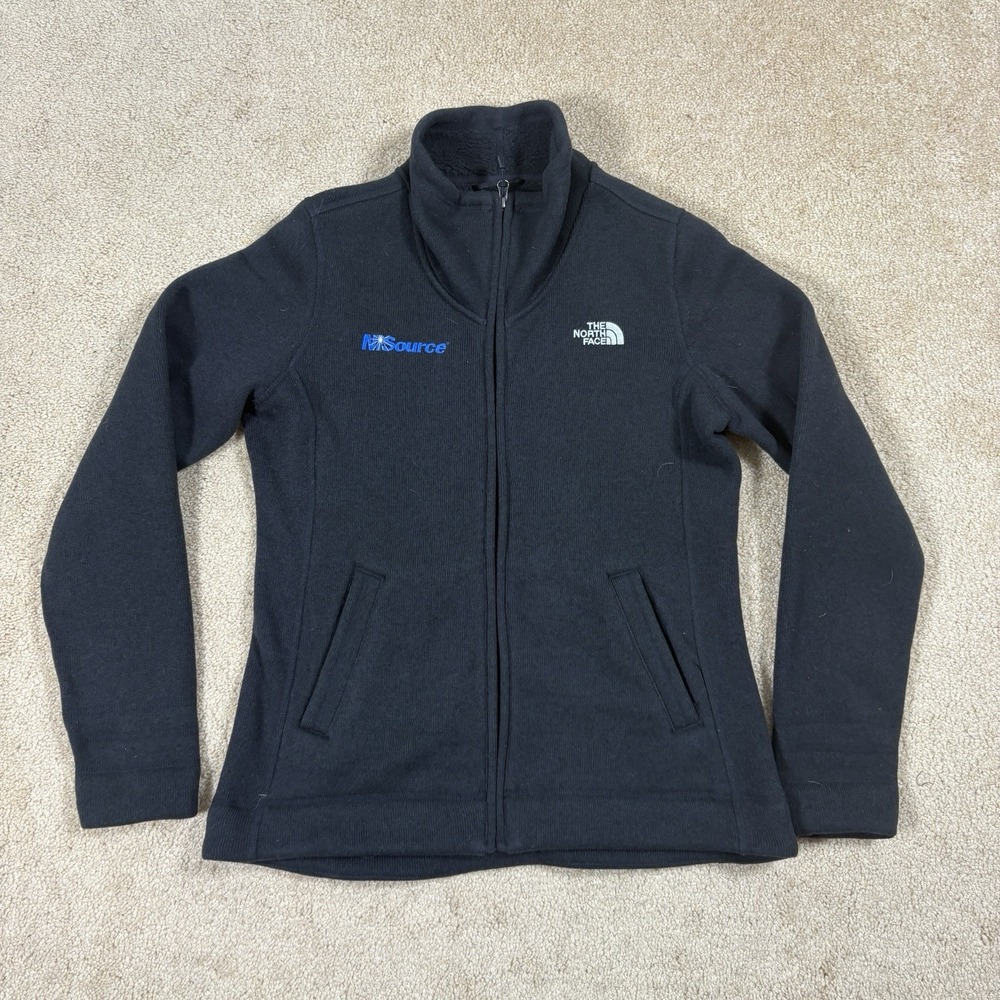 The North Face Women's Medium Black Full Zip Jacket Fleece Embroidered Stand Up